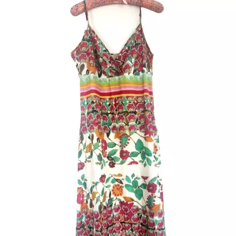 Rare DESIGUAL Swing Farm Rio Flowers Maxi Long Dress V-neck Floral Zebra Print M - Picture 3 of 16